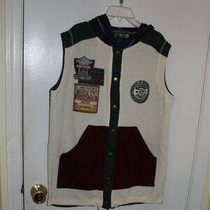 Vintage New York News Collection Green and Purple Hooded Vest